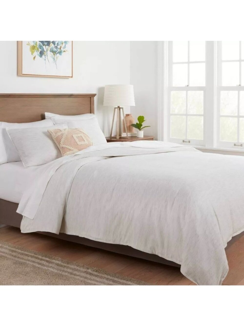 Threshold King Light Gray Cotton & Linen Space Dyed Fabric Duvet Cover 3 Pc Set